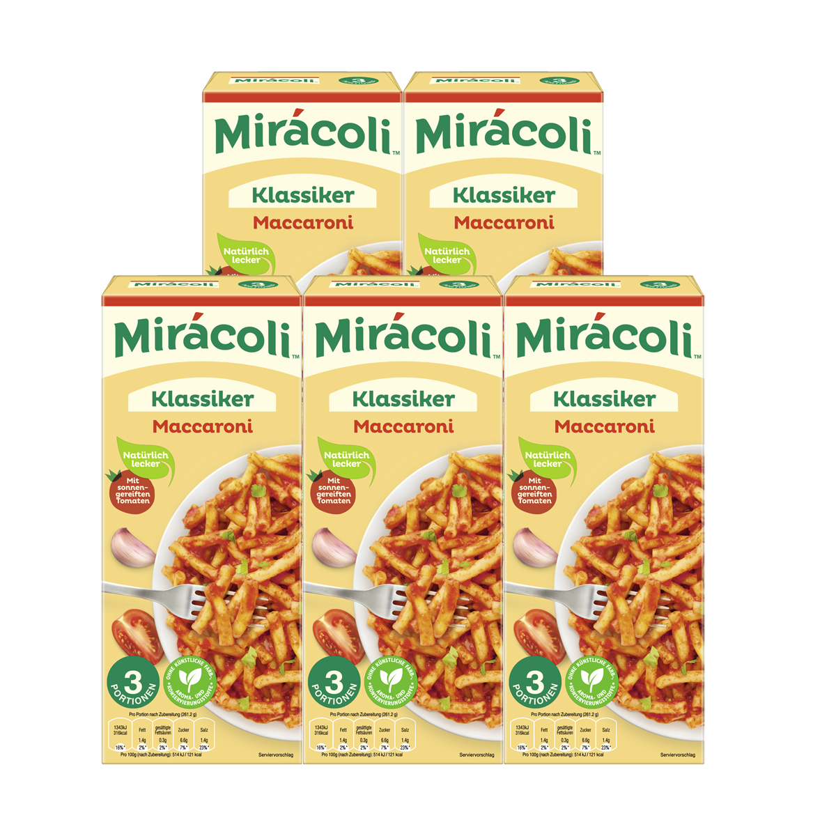 Miracoli Macaroni Tomato Sauce, Natural And Delicious, 360g, 5-pack