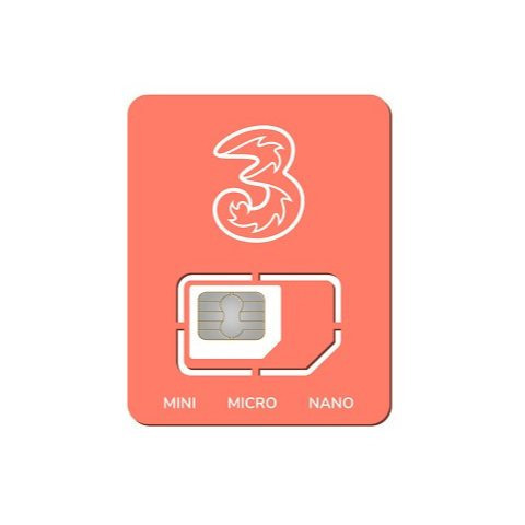 Three UK SIM Card, Preloaded Plan