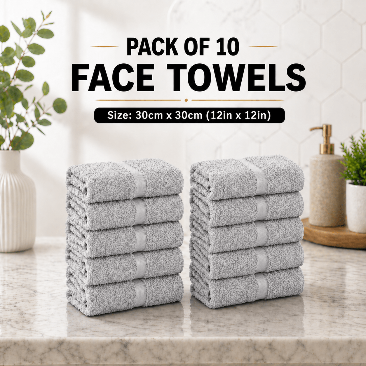 10-Pack Egyptian Cotton Face Cloths, 600 GSM
