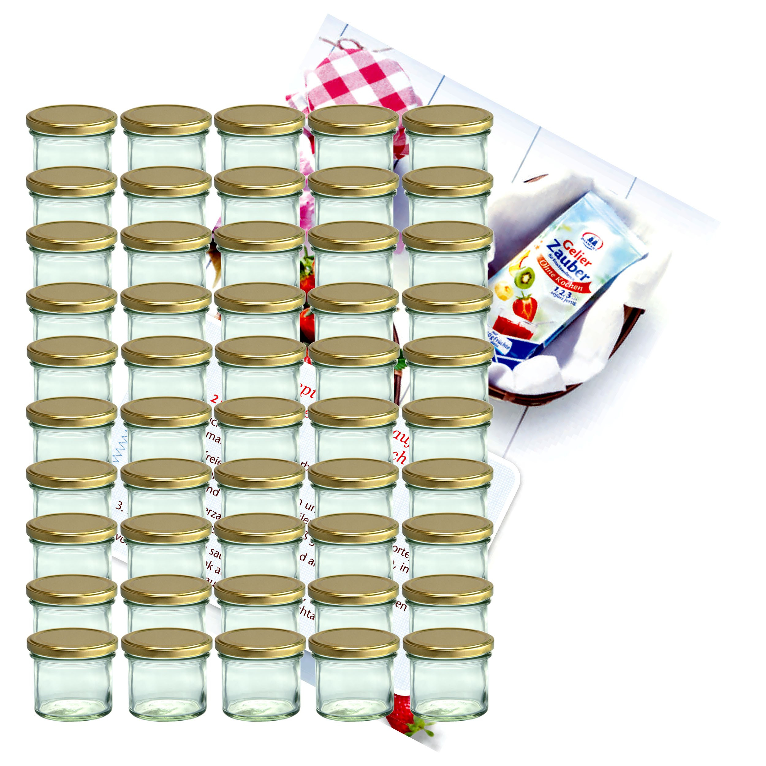 Image of 1950s Style Tumblers 125 Ml Preserving Jar + Golden Lid To 66 . Recipe Booklet