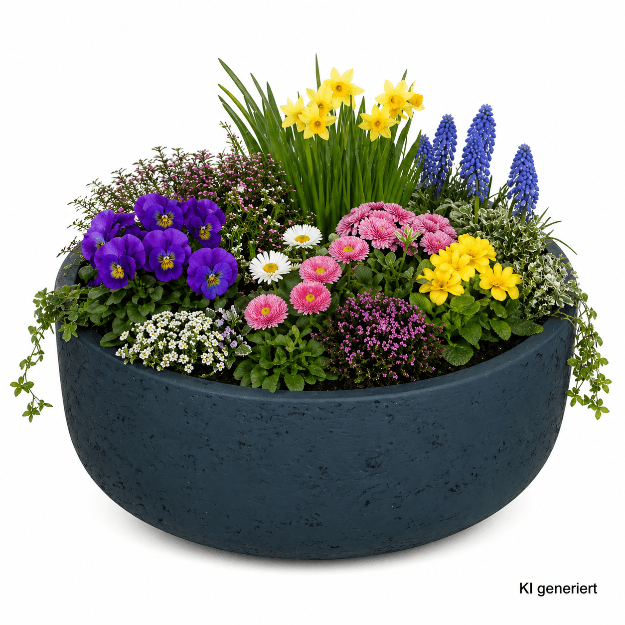 Image of Ethan Decorative Bowl, Blue, Size L, Fiberglass Stone , Weatherproof For Indoor And Outdoor Use