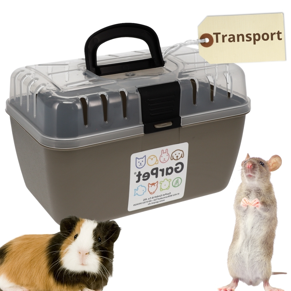 Image of Small Animal Transport Carrier - Hamster, Guinea Pig, Rodent, Gerbil Travel Cage - Pet Transport Box With Accessories For Birds