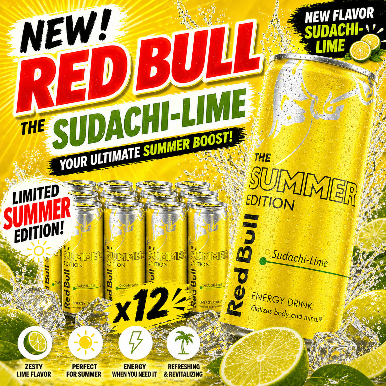 Image of Red Bull Sudachi-lime Citron Vert – Summer Edition – Limited Edition – 12 X 25 Cl