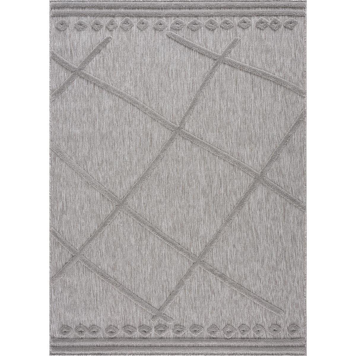 Outdoor Carpet For Terrace, Balcony 80x150 Cm In Grey With High-low Pattern, 3d Effect With Diamonds - Weather-resistant Balcony Carpet For Veranda, Garden, Kitchen, Hallway