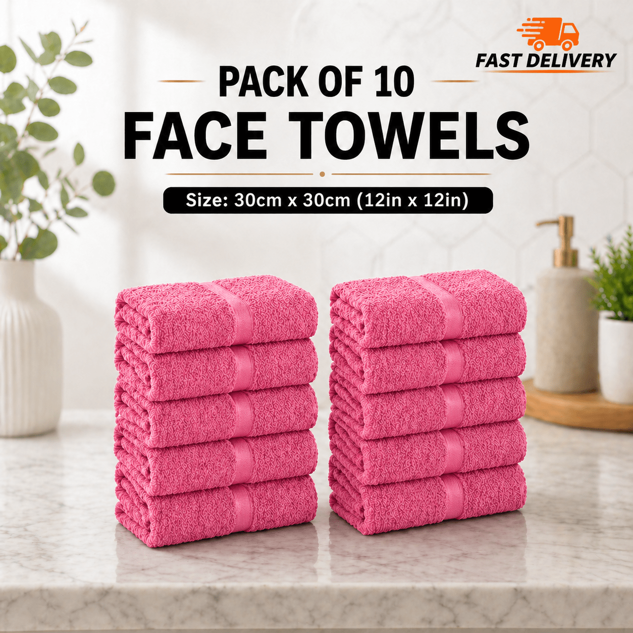 10-Pack Egyptian Cotton Face Cloths, 600 GSM