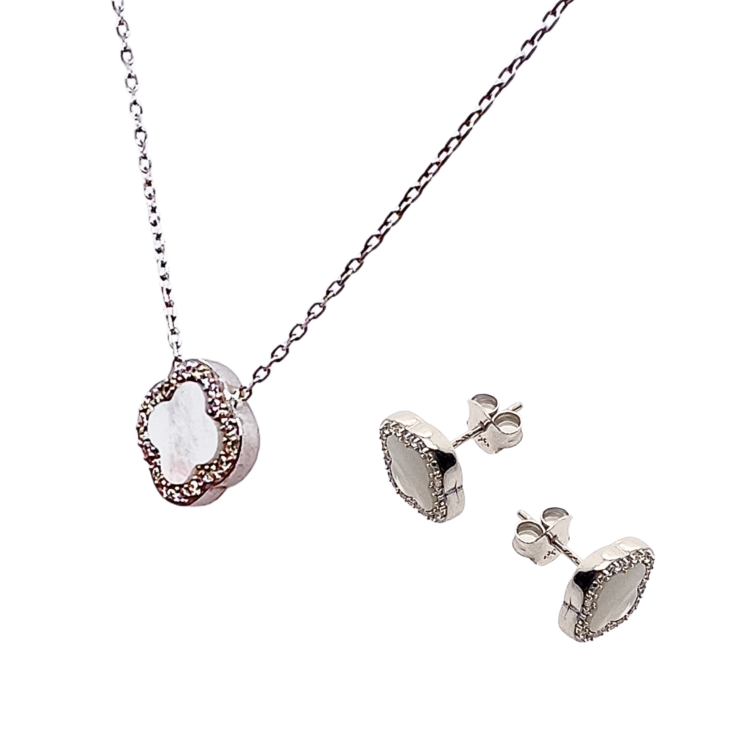 Image of 925 - Necklace With Earrings With Pearl Mass, Fashionable , Gift Packaging - Elegant Box With Logo, Seller, Check Our Reviews And Enjoy Beautiful And Elegant Jewelry.