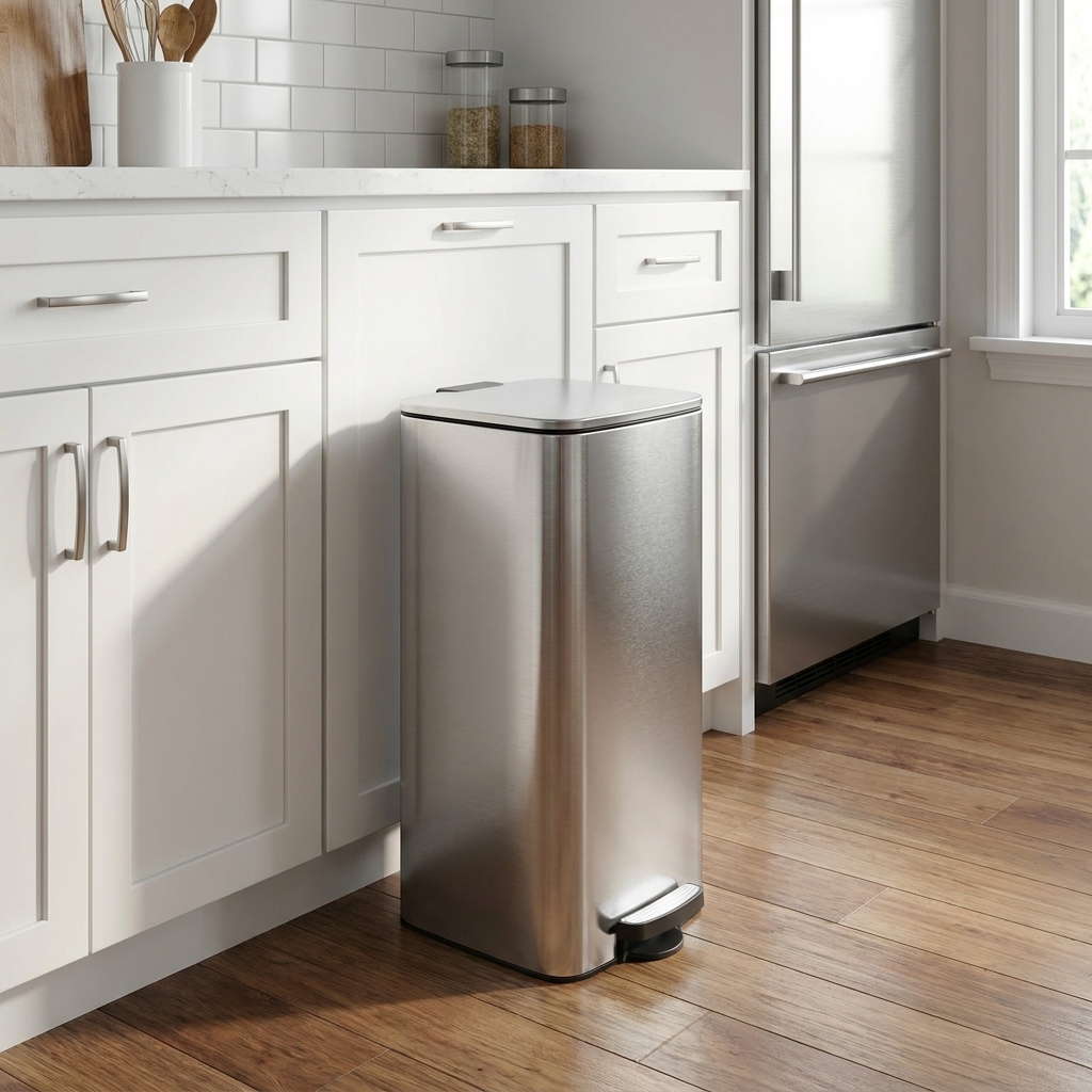 TEMU de basura de acero inoxidable con pedal para cocina, capacidad de 30 litros. una cubeta interior extraíble para la limpieza. se y de forma y