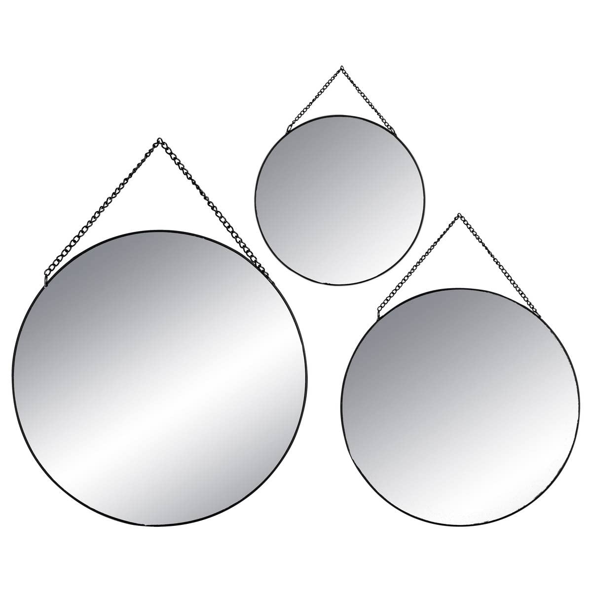 Set Of 3 Black Round Wall Mirrors