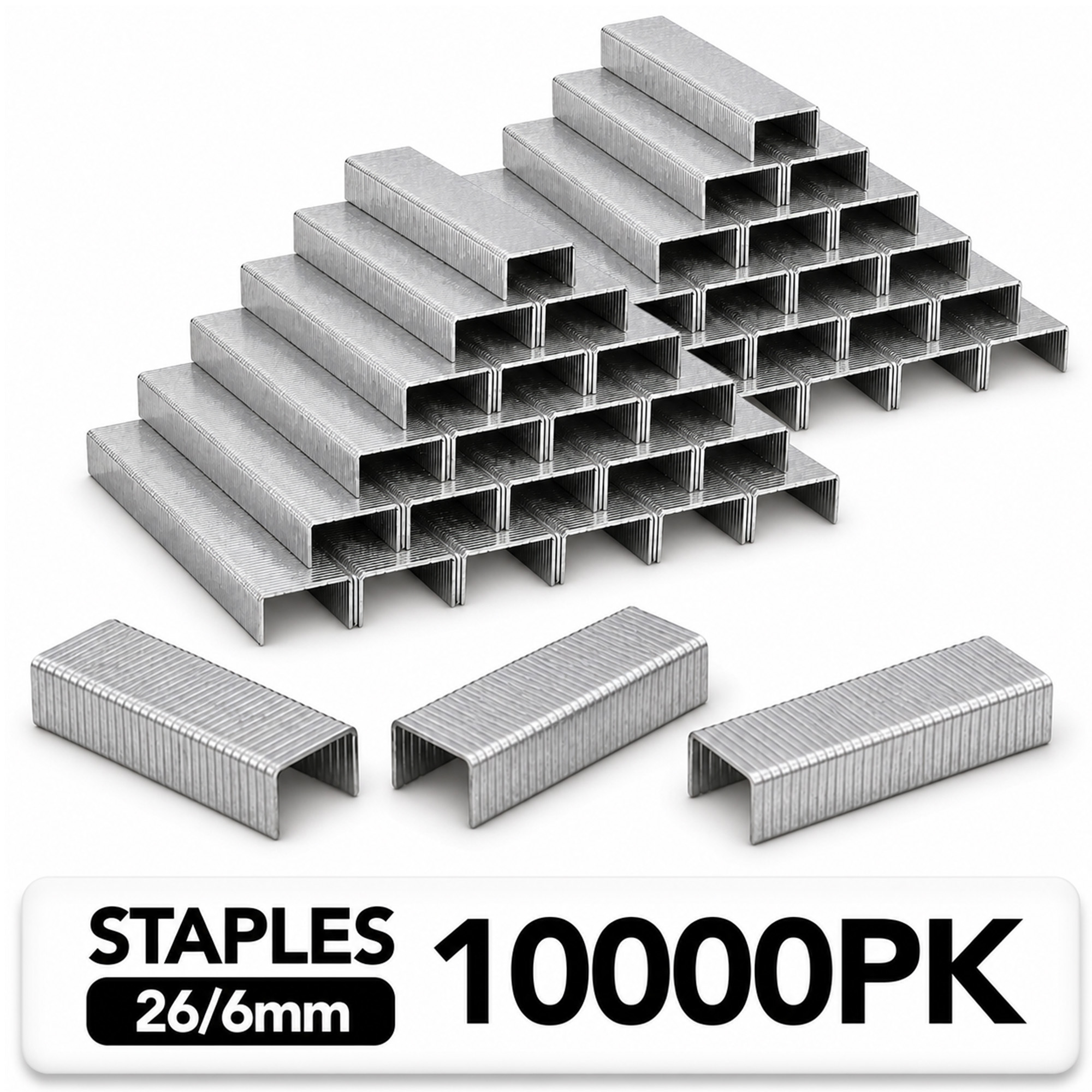 TEMU 10,000 Pack 26/6 Office | Standard Fit 26/6mm For Desktop Staplers | Bulk Stapler Refills For Home, School & Office | Durable For Daily Use |