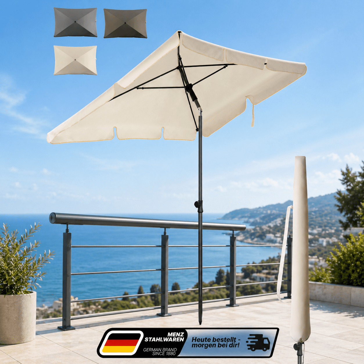 Lindenstein Sunshade Balcony In Beige – Rectangular Sunshade 200x125 Cm For Balcony | Adjustable And Folding Balcony Sunshade | Stable Sunshade For Ideal