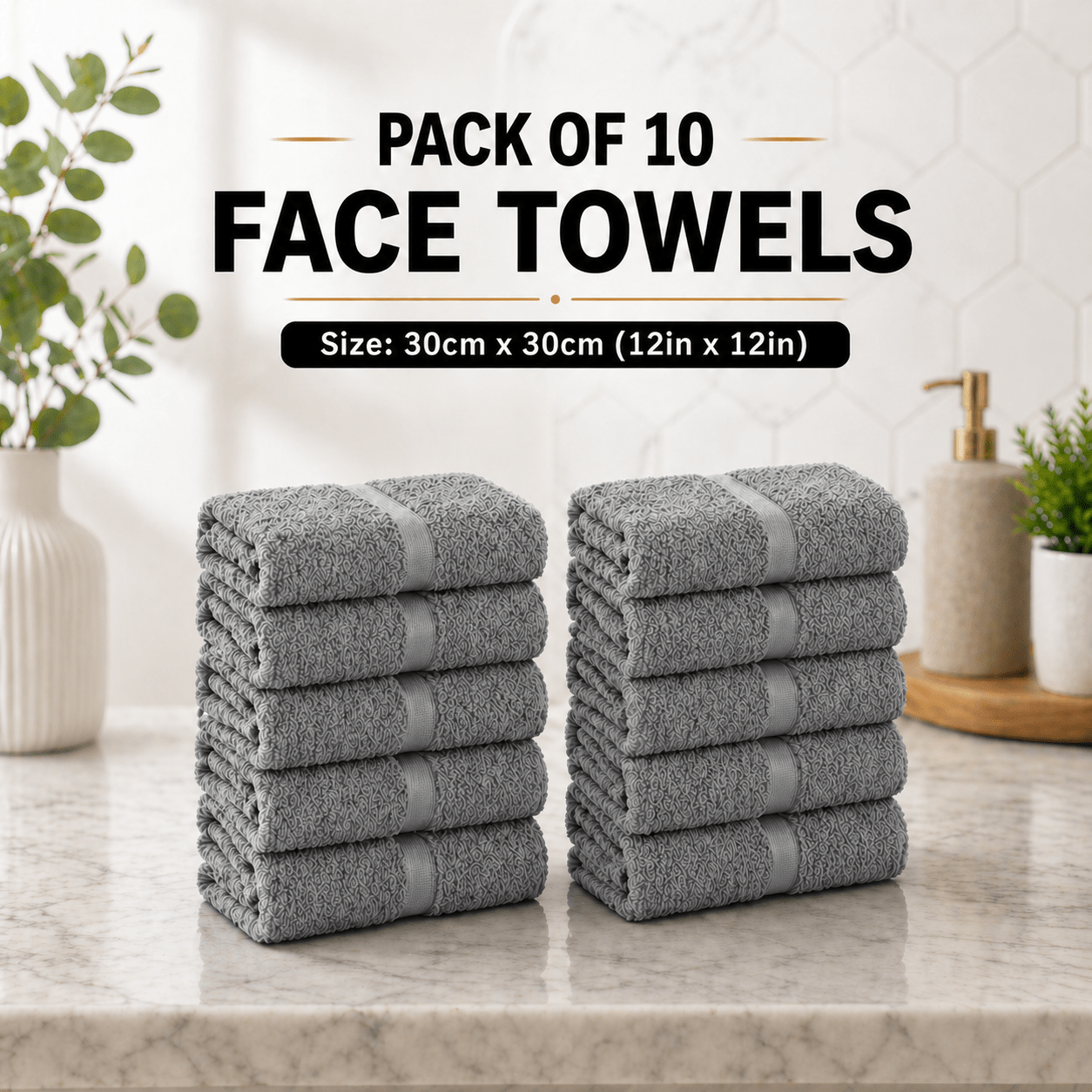 10-Pack Egyptian Cotton Face Cloths, 600 GSM