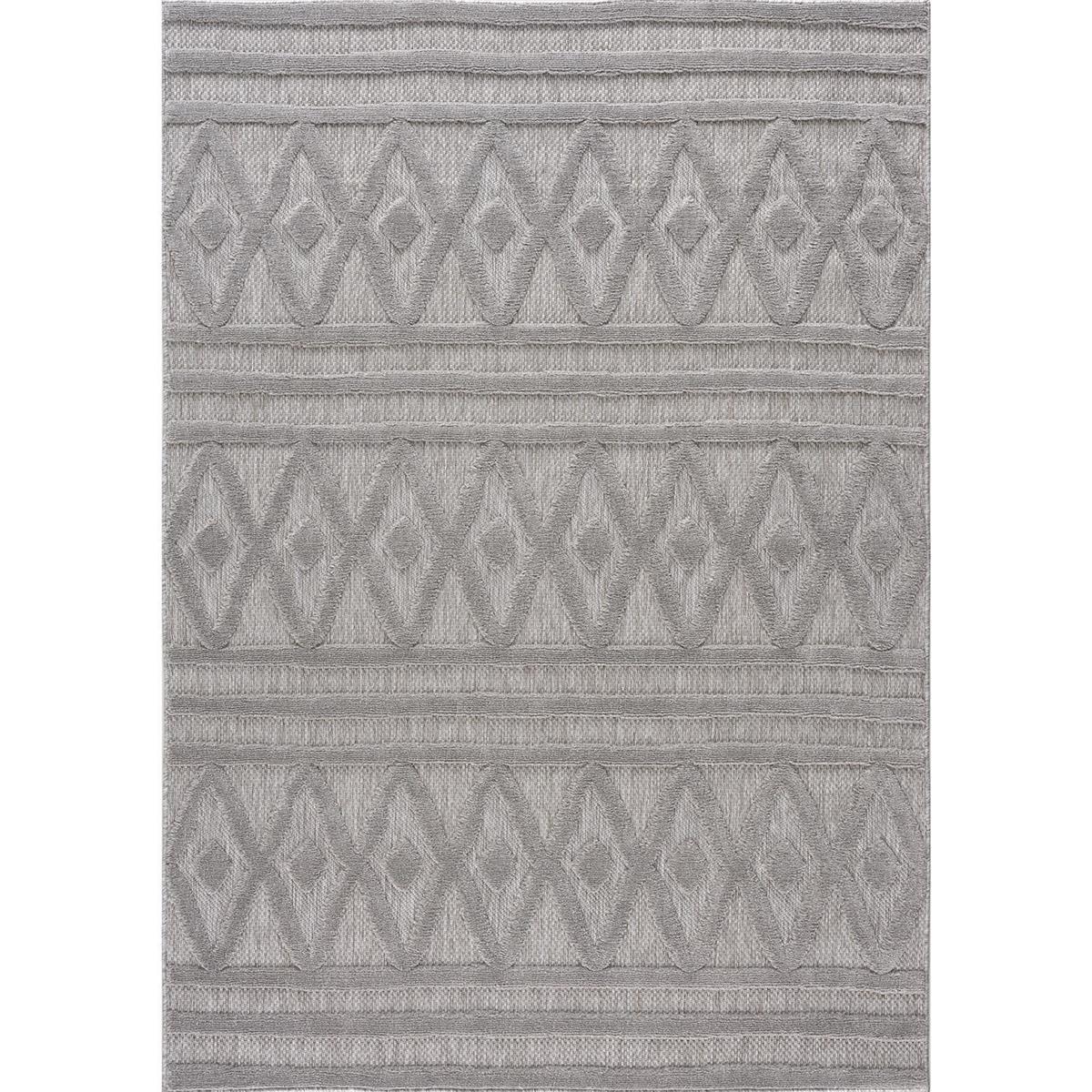 Outdoor Boho Rug For Terrace, Balcony 80x150 Cm In Grey With High-low Pattern, 3d Effect - Weatherproof Balcony Rug, Resistant For Porch, Garden, Kitchen, Hallway