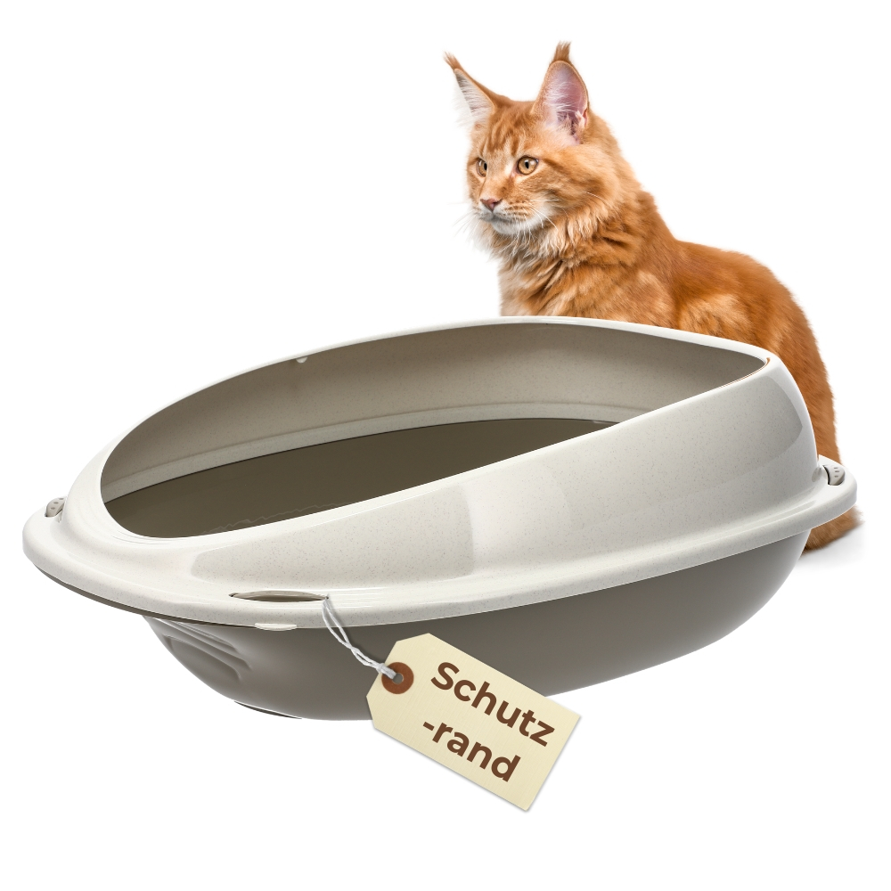 Image of Litter Box With Rim, Modern Scoop Litter Tray, Lidless, High , Removable Rim In Beige