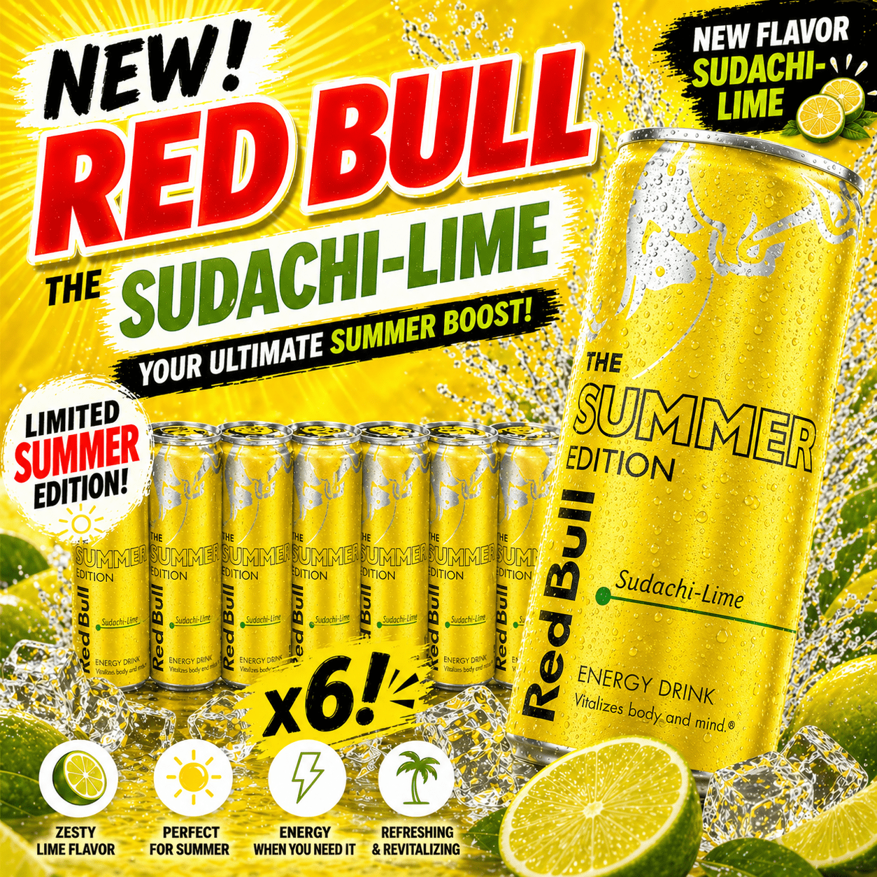 Red Bull Sudachi-lime Green Citron – Summer Edition – Limited Edition – 6 X 25 Cl
