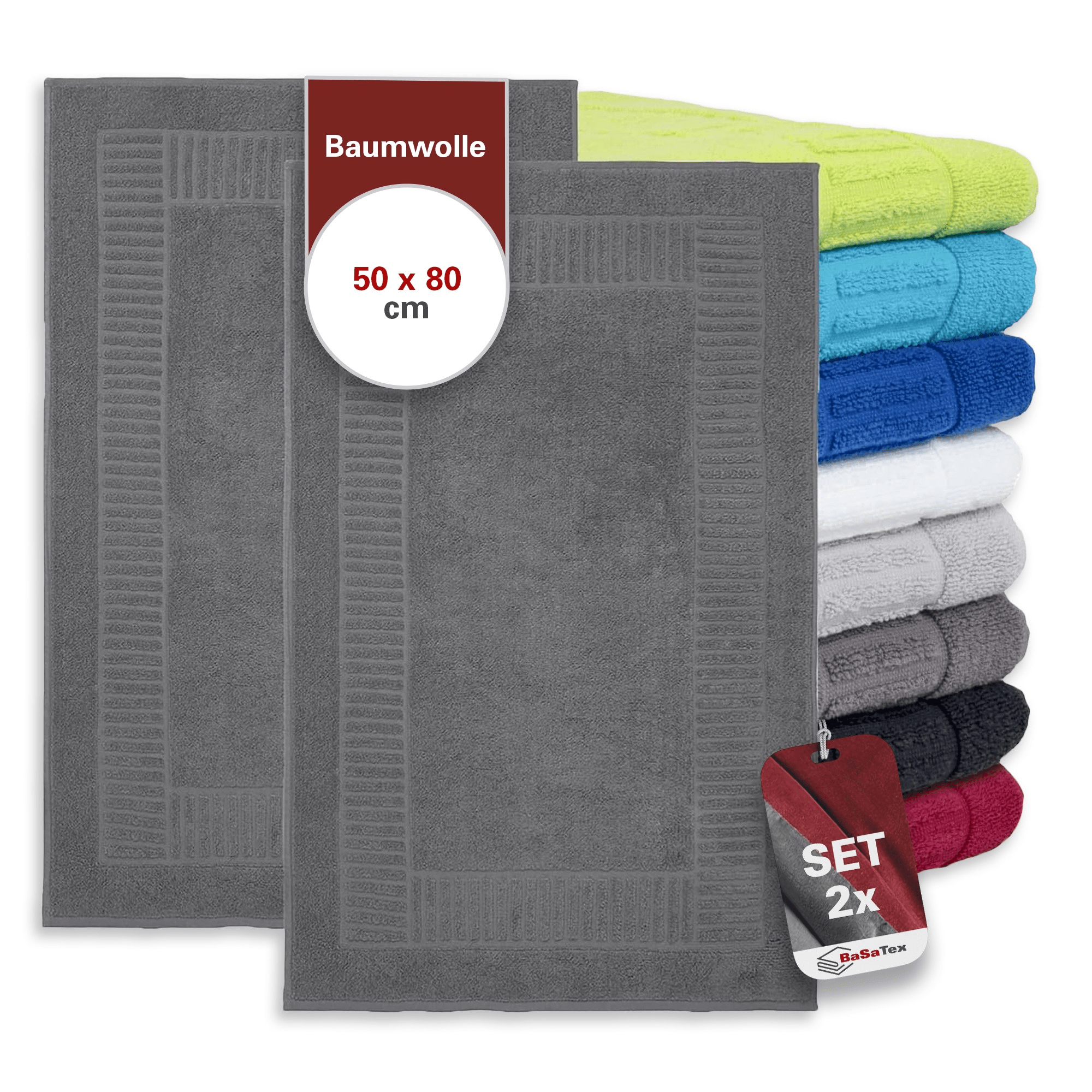 Image of Bath Mat Set Of 2 - Shower Mat For Shower - Terry Cloth Bath Mat Made Of 100% Cotton ² - Super Absorbent, Quick-drying, And Washable