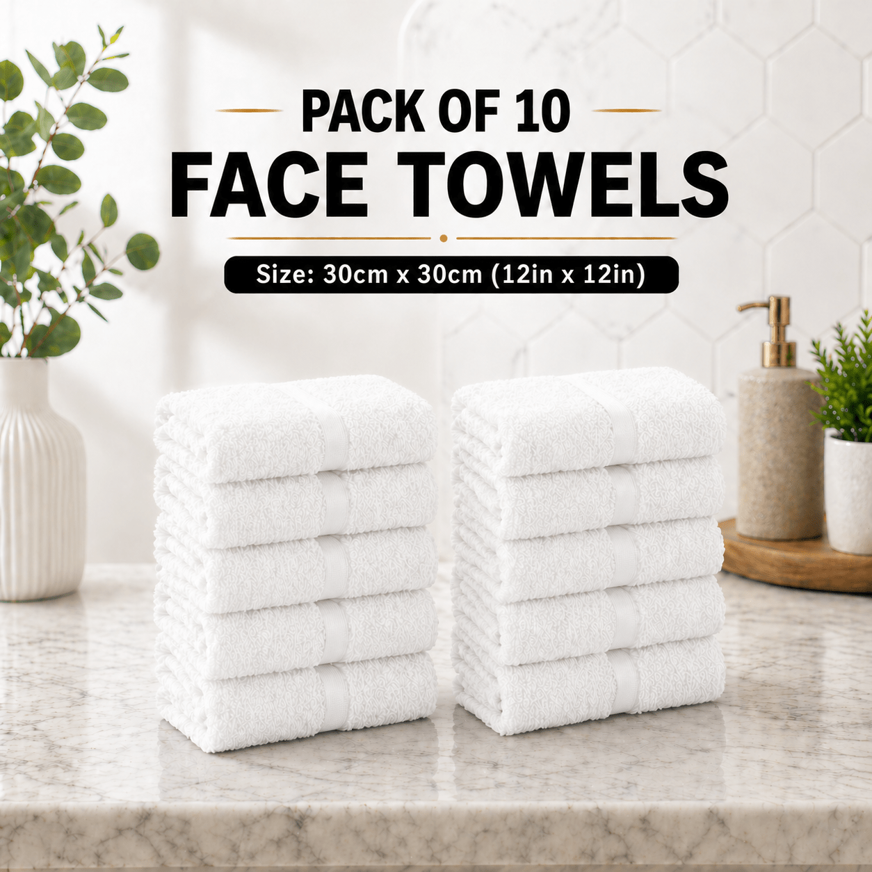 10-Pack Egyptian Cotton Face Cloths, 600 GSM