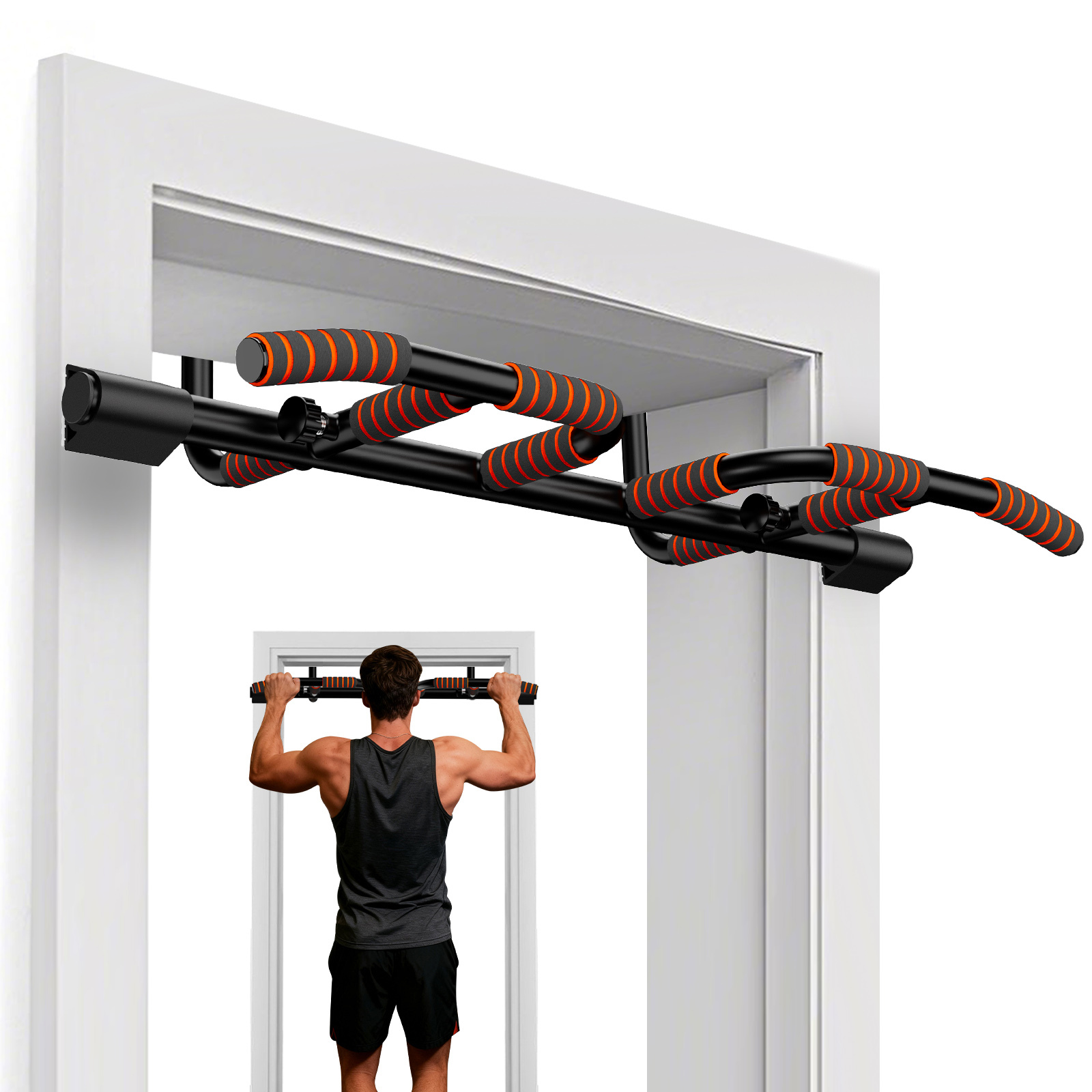 Image of Door Frame Pull-up Bar 65-92cm – No Screws & Stable Hold | Horizontal Bar With Non-slip Grip & Multi-grip | Hanging Gymnastics Bar For Home Use