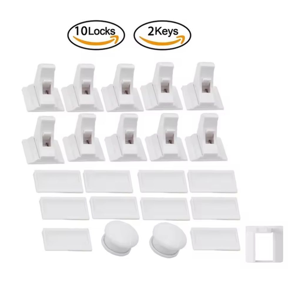 TEMU Child Safety 10-piece Set Magnetic Baby Cabinet Locks With 2 Magnetic Keys As Invisible Furniture Lock For Drawers And Cabinets, Self-adhesive