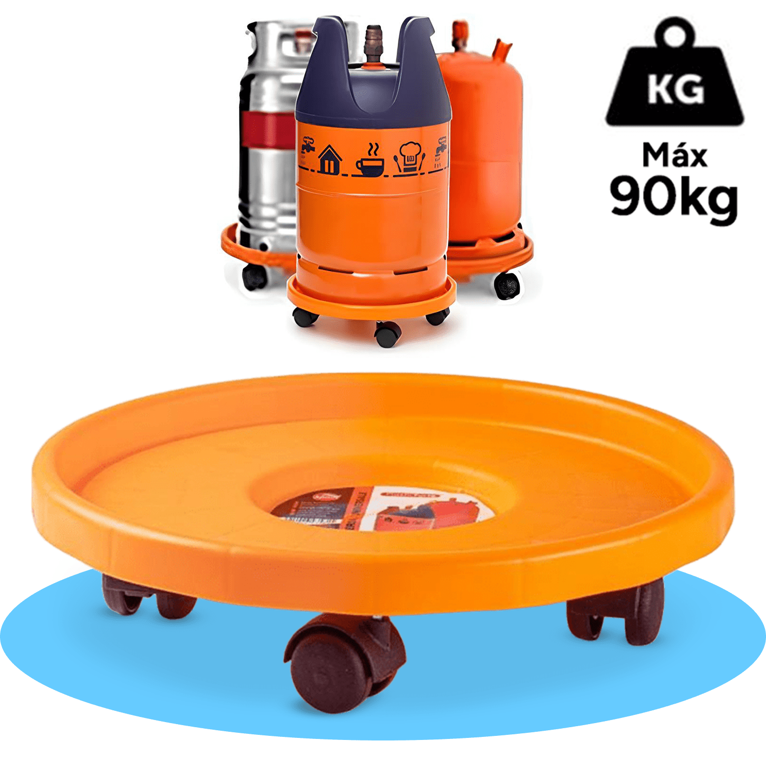 TEMU Chariot de réservoir à gaz stable et sûr, avec roues pivotantes, support pour réservoir de butane de 12 pouces (31,5 cm). de 200 lbs (90 kg)