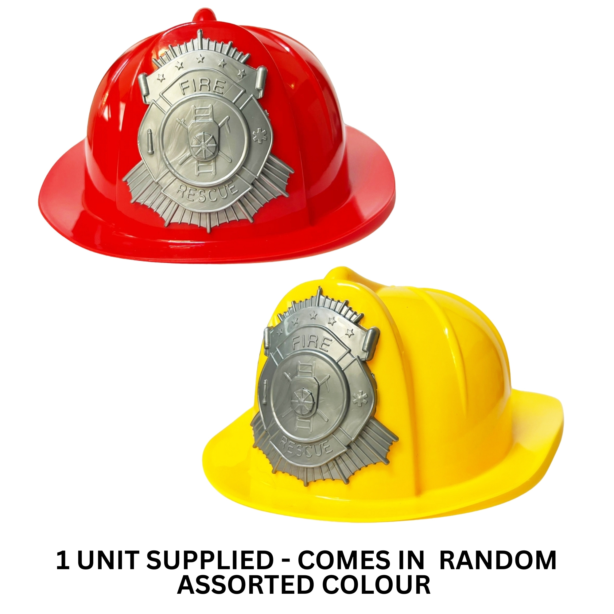 TEMU 1 X Children Firefighter Helmet | 1 Random Assorted Color Fireman Hat For Kids | Fun Roleplay & Dressing-up Toy, Encourages Imaginative Play |