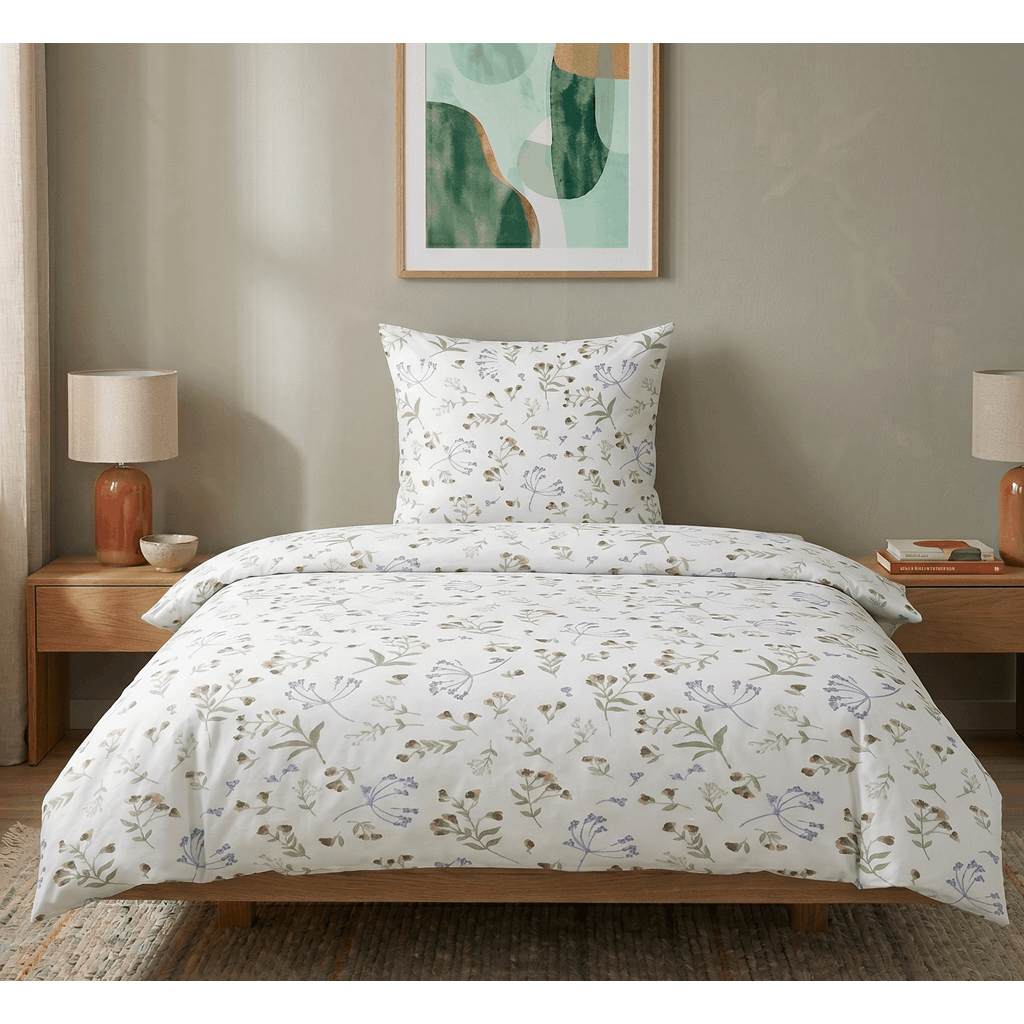 - - Brandedbed Linen Reinforced Bed Linen 0040790 White Floral All Over