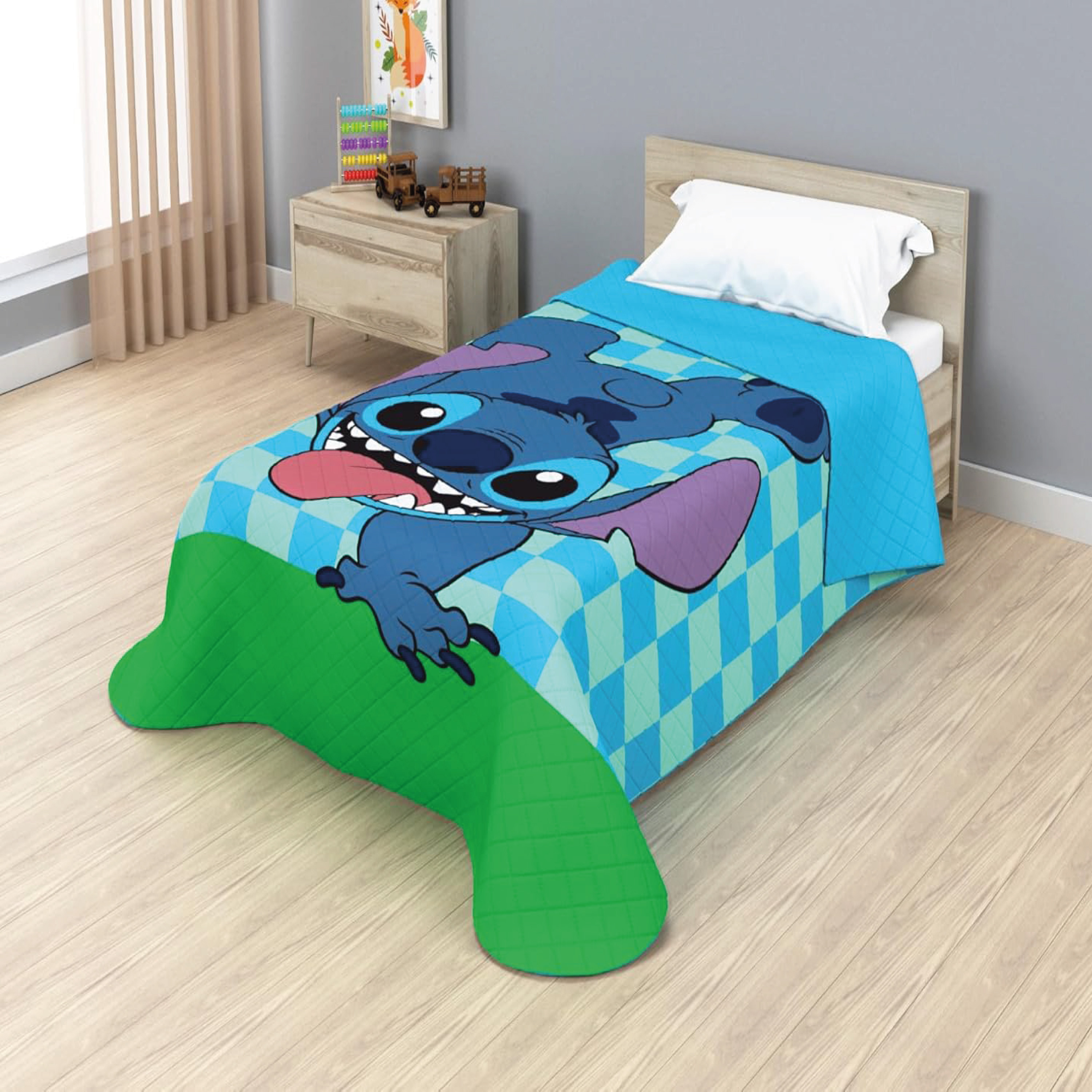 TEMU Stitch - Colcha Stitch 2 Verano Disney 170 x 250 Cm (Cama 90 - 105 Cm) Lilo Stitch Azul