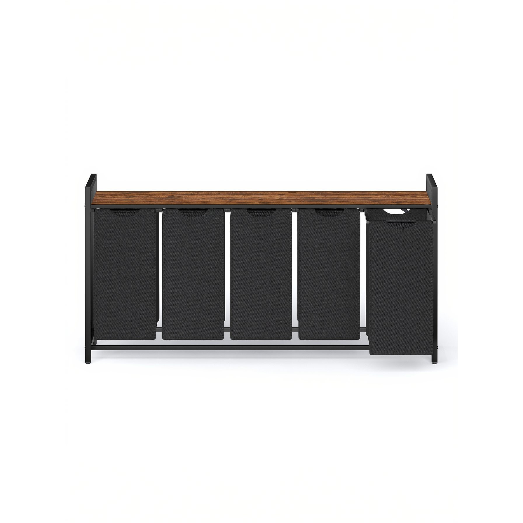 TEMU Panier à Linge à 5 Compartiments, en Tissu Oxford, pour Buanderie, Grande 200 L, Noir et Marron