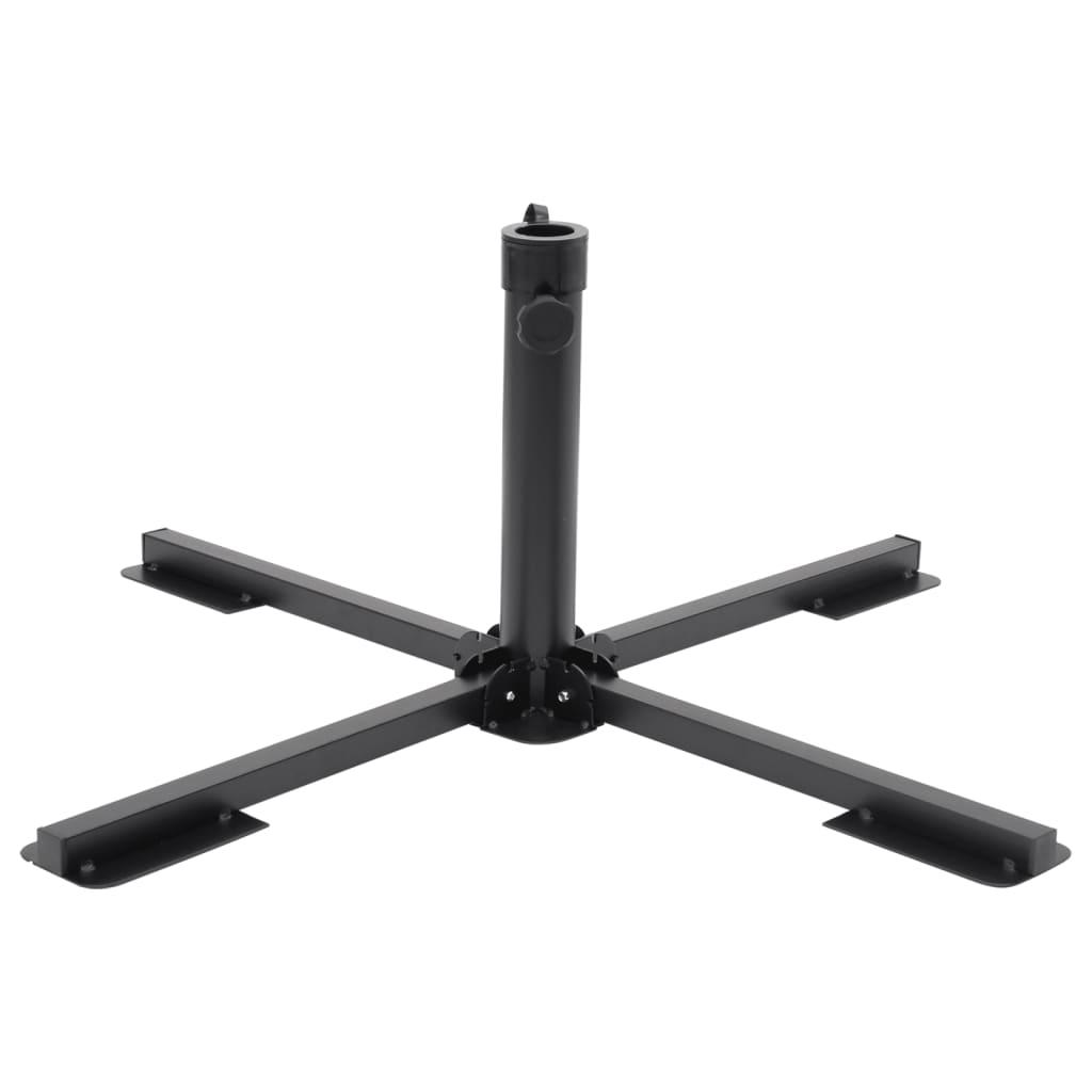 Image of Vidaxl Folding Stand, Parasol Stand For Parasol Ø38/48mm Pole, Foldable Umbrella Stand, Cross Stand Umbrella Holder, Black Steel