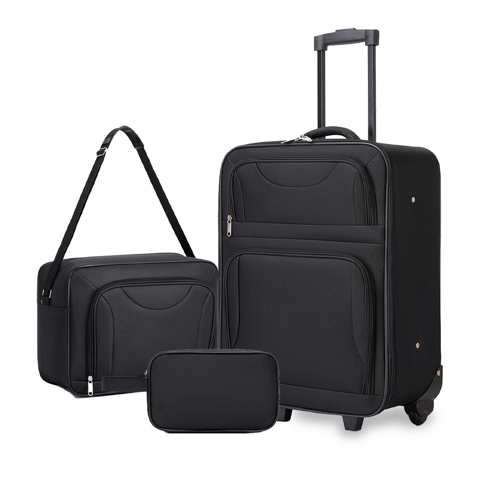 Kono 20 Inch 3pcs Luggage Set, Lightweight Polyester Carry On Suitcase With Travel Bag & Toiletry Bag, Durable Travel Combo For Business And Daily Trips