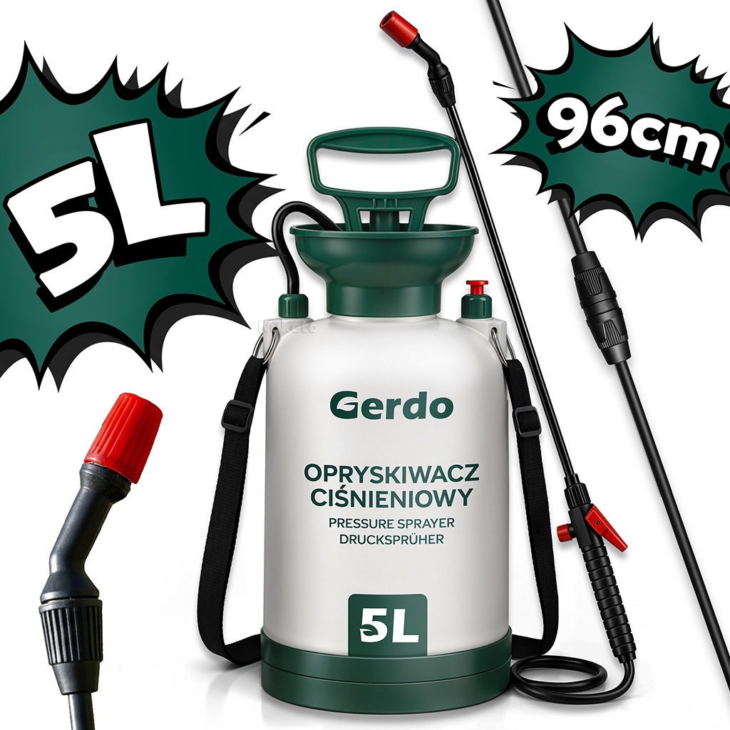 E-shop Kuketo - 5L Druckspritzer + Zusatzlanze, Hand-Gartenspritzer für Pflanzen, Blumen, Gemüse, Sträucher, Bäume, verstellbare Düse, Nebelstrahl,