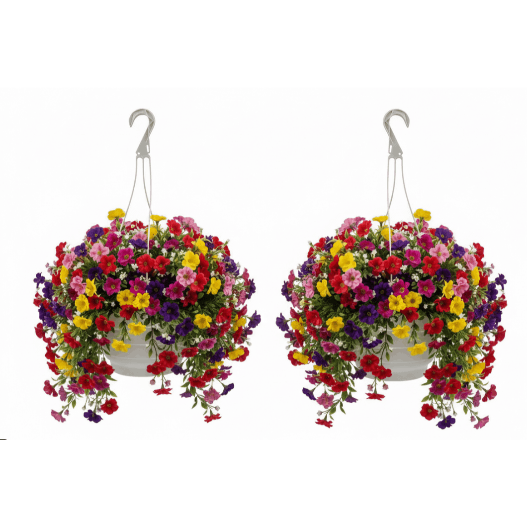 TEMU Fixtures White Garden Hanging Basket 25cm X 16cm | 2 X Basket Bundle | Baskets And Hanger