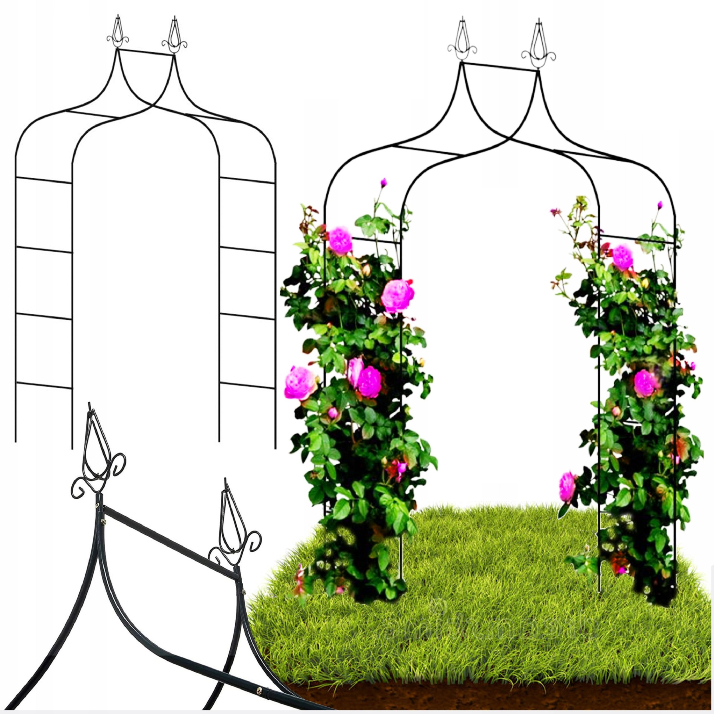 E-shop Garten Metallbogen Pergola für Rosen Blumen Kletterpflanzen 240Cm GARTENBogen Pergola Stütze für Rosen Blumen Kletterpflanzen 240Cm METALLBogen
