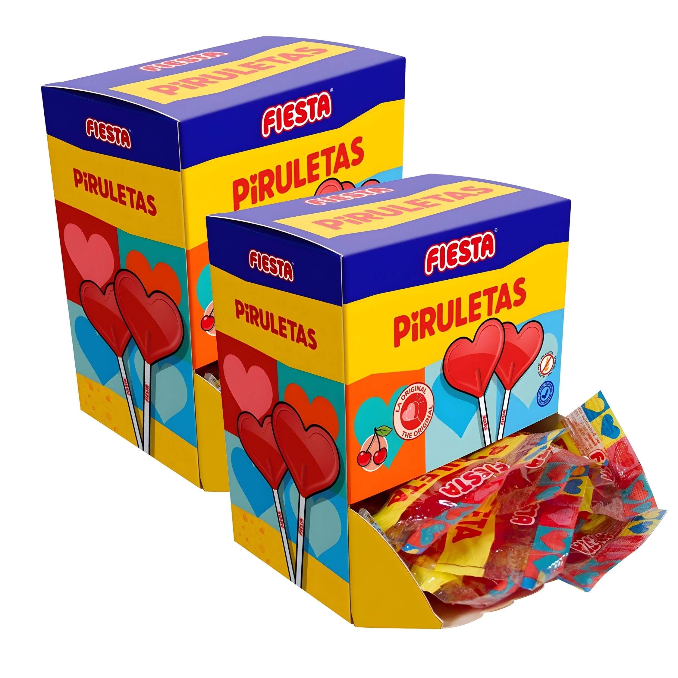 TEMU Fiesta Piruletas Corazón Pack de 2 x 20 Unidades (40 Piruletas, 520 g Total) Caramelos con Palo