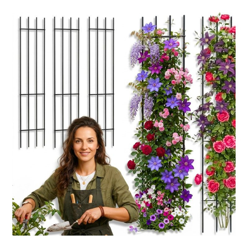 Image of Garden Metal Pergola, Support For Different Flowers And Plants, 3pcs Lattice Set. Metal Garden Pergola Lattice Set 3x Roses Tomatoes Support Under 3x Metal Garden Pergola Support For Roses 120 Quality