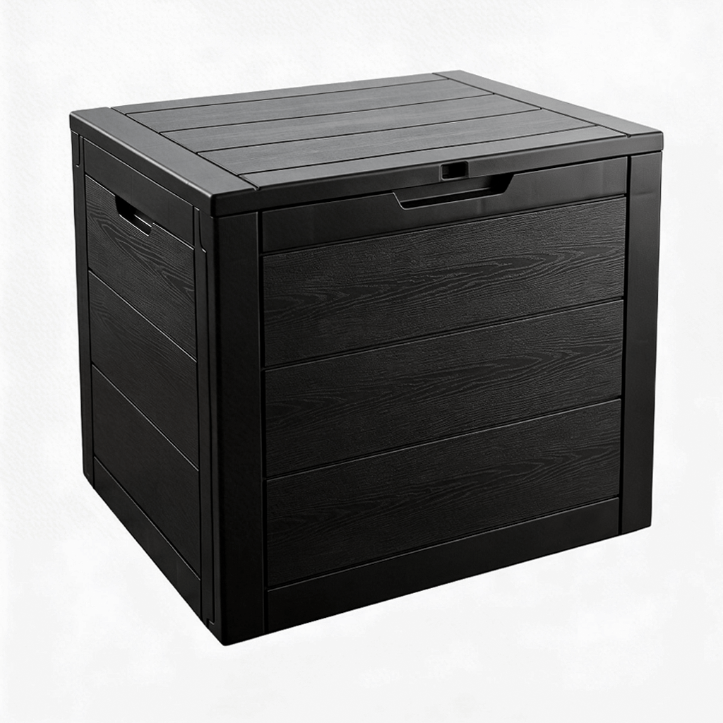 garden storage box waterproof plastic deck box with handles lockable lid outdoor storage bin furniture organizer