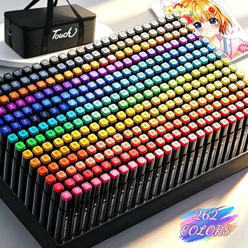 80 120 168 204 262 colours dual tip marker pen set quick dry art markers for sketching drawing comics illustration coloring graphic design ideal for beginners students professionals