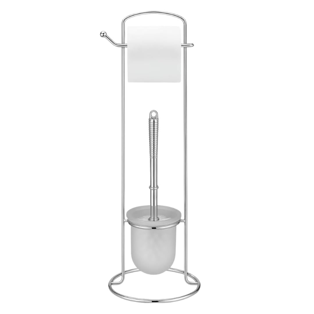 TEMU Set Of Toilet Brush And Holder - 16x59 Cm Bathroom Floor Stand With Stainless Steel Holder And Toilet Brush - Floor-standing Toilet Paper Holder
