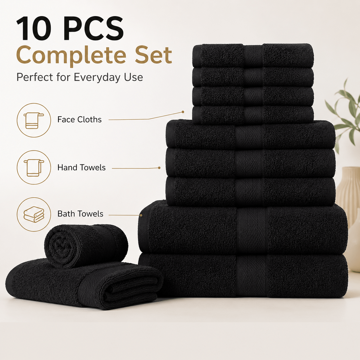 TEMU 10pcs Microfiber Towel Set For Home, Gym & Travel – Lightweight, Soft & Fast-drying Multipurpose Towels
