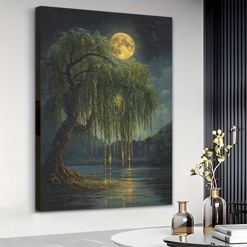 TEMU 1 Unique Solid Wood Frame Art Canvas Poster, Mysterious Wall Decoration Painting Under The Weeping , And Surreal Natural Art Print Of Sky, Room