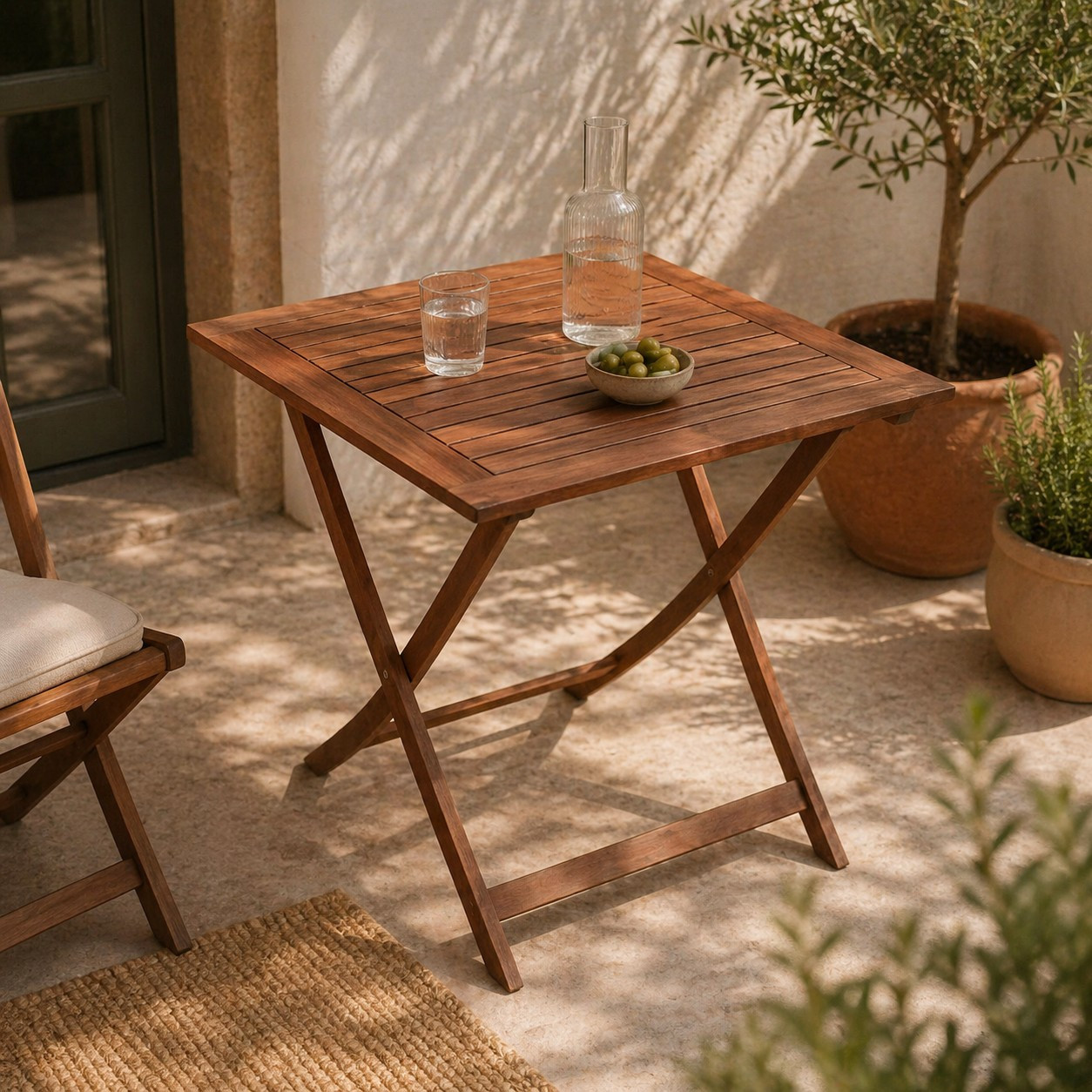 Folding Table 70x70cm, Eucalyptus