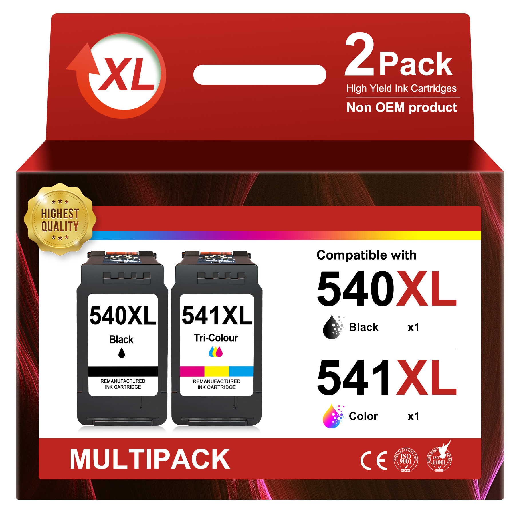 E-shop 540XL 541XL Multipack-Ersatz für Canon 540XL Druckerkartuschen 540 541 XL für Canon MG3650s TS5150 TS5151 Patronen MG3500 MG3600 MG3650 MG4250