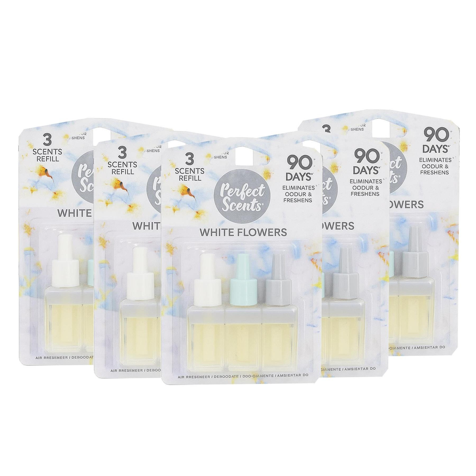 TEMU Pack Of 5 Plug-in Air Freshener Refills Compatible With 3 , 20ml Long-lasting Fragrance Oil For Home - White Flowers
