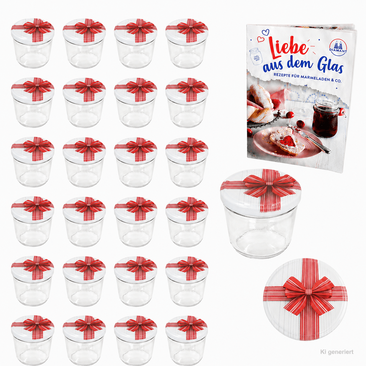 25-piece Set Of 230ml Preserving Jars With Gift Lids And To 82 Clips