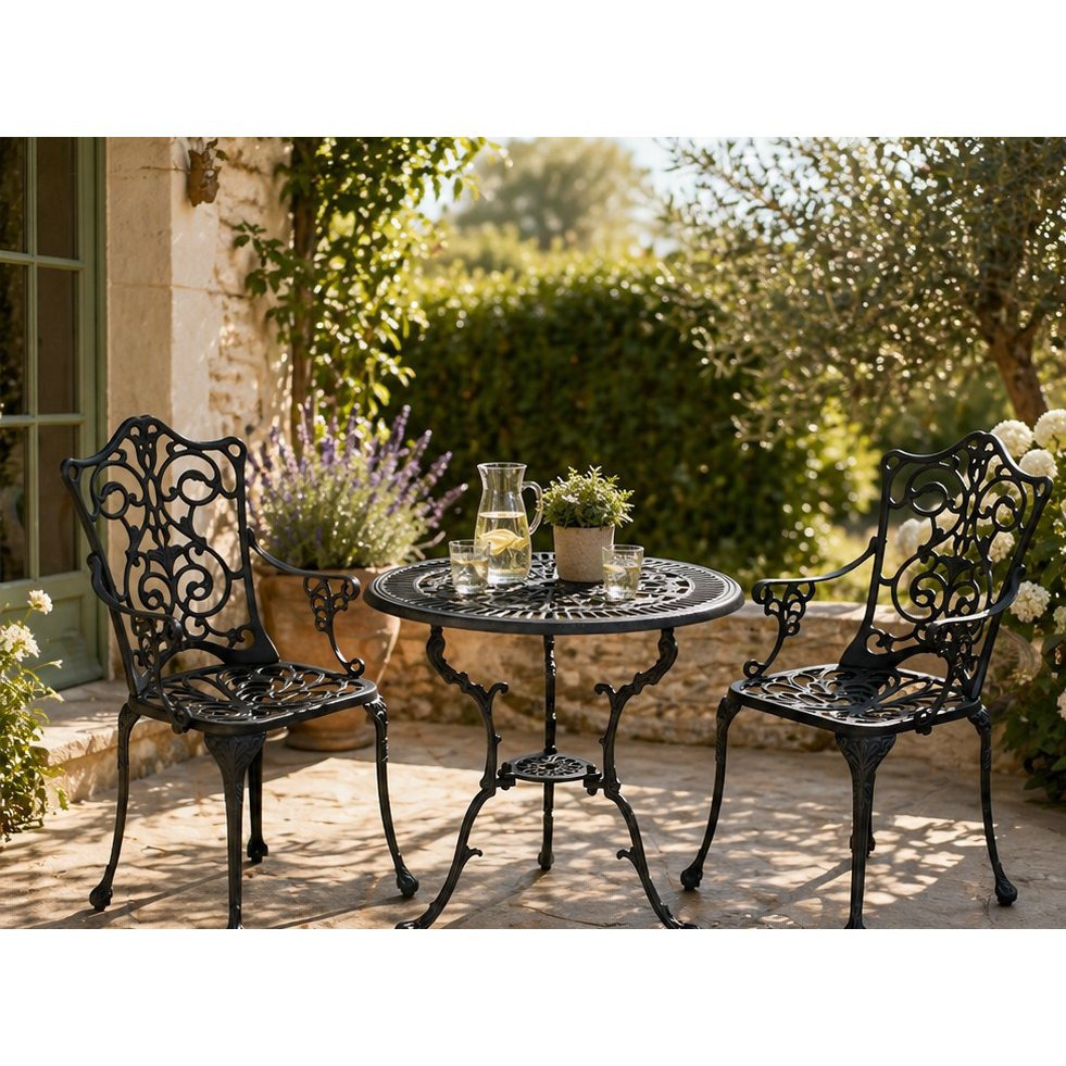 Bistro Set In Style, Aluminum Cast