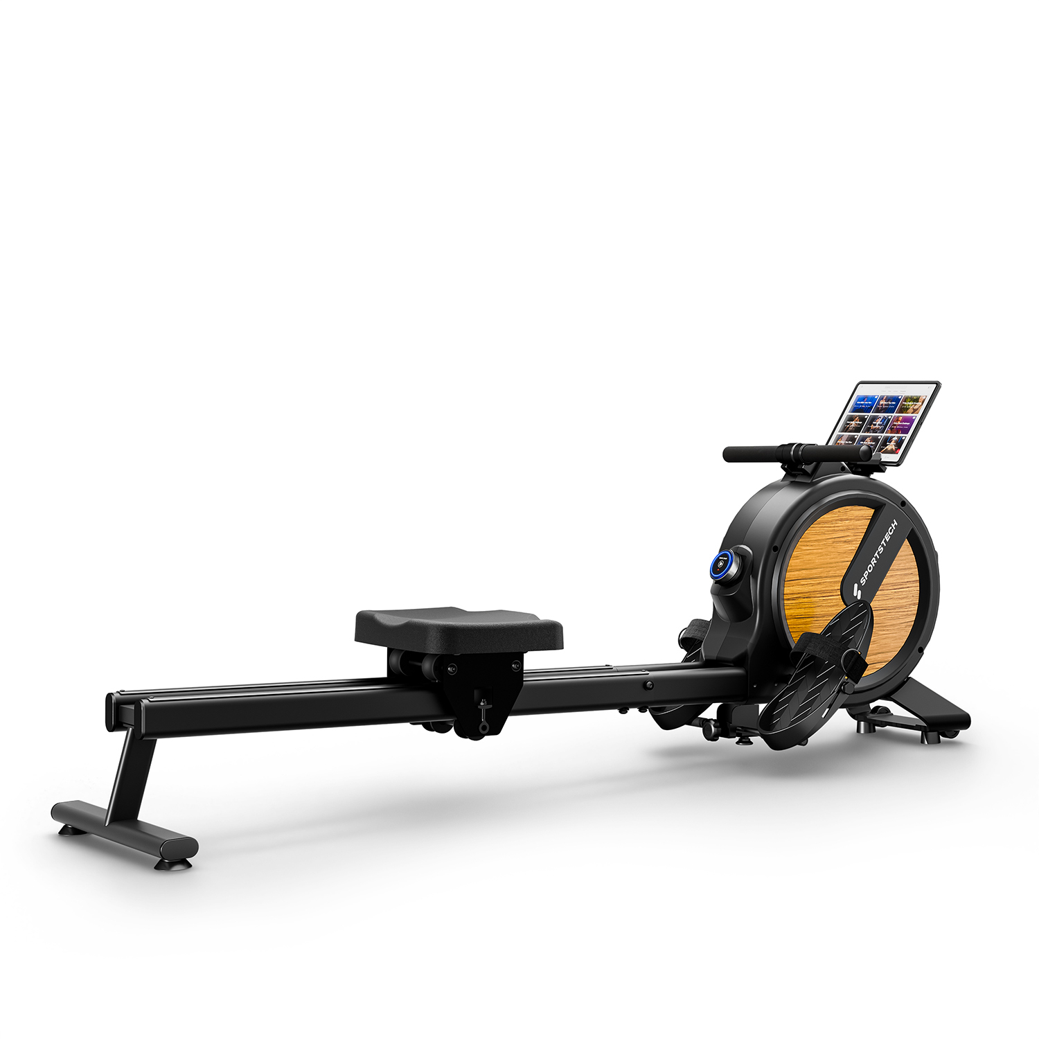 Image of Sportstech Rowing Machine For Home, 32 Levels Of Magnetic Resistance, Led Display, Dual Slide Rail, Bluetooth App Compatible, Quiet, Full Body Workout, Tablet Holder