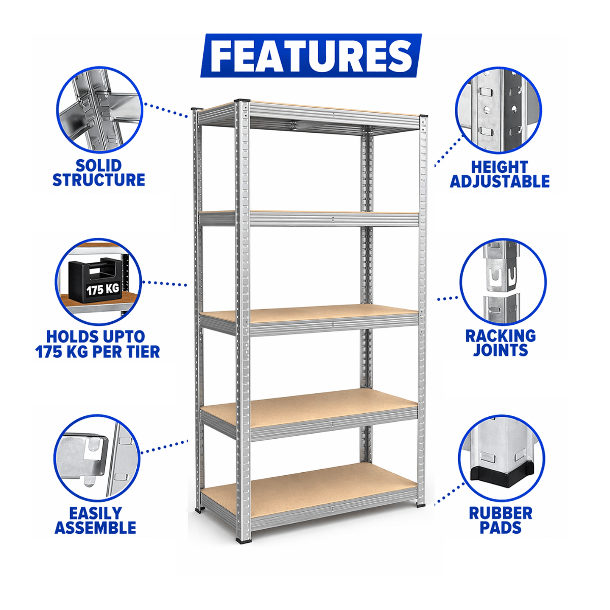Top Home Solutions 2 Pack Heavy Duty Garage Shelving Unit, 180x90x40cm