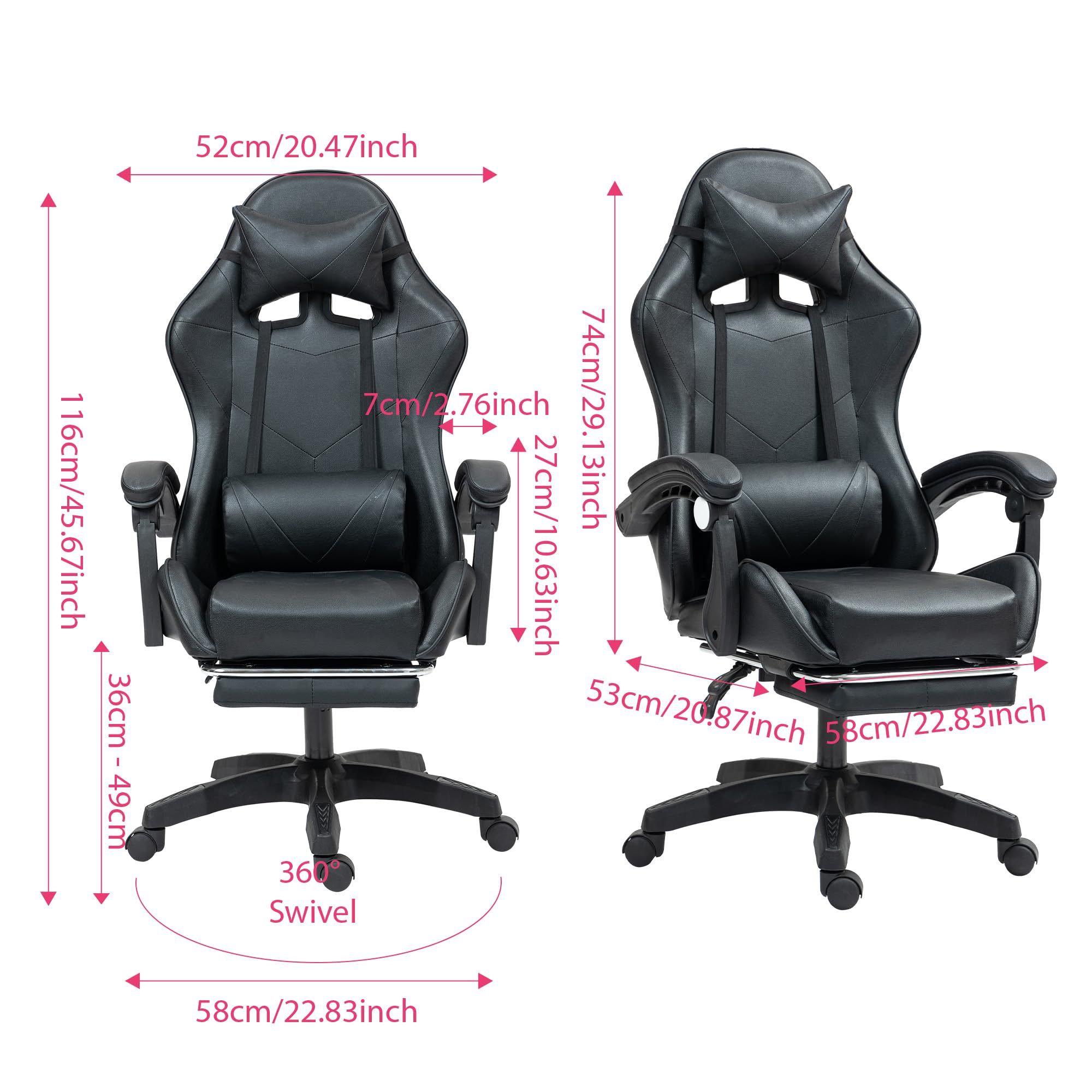 High Back Ergonomic Gaming Chair with Footrest