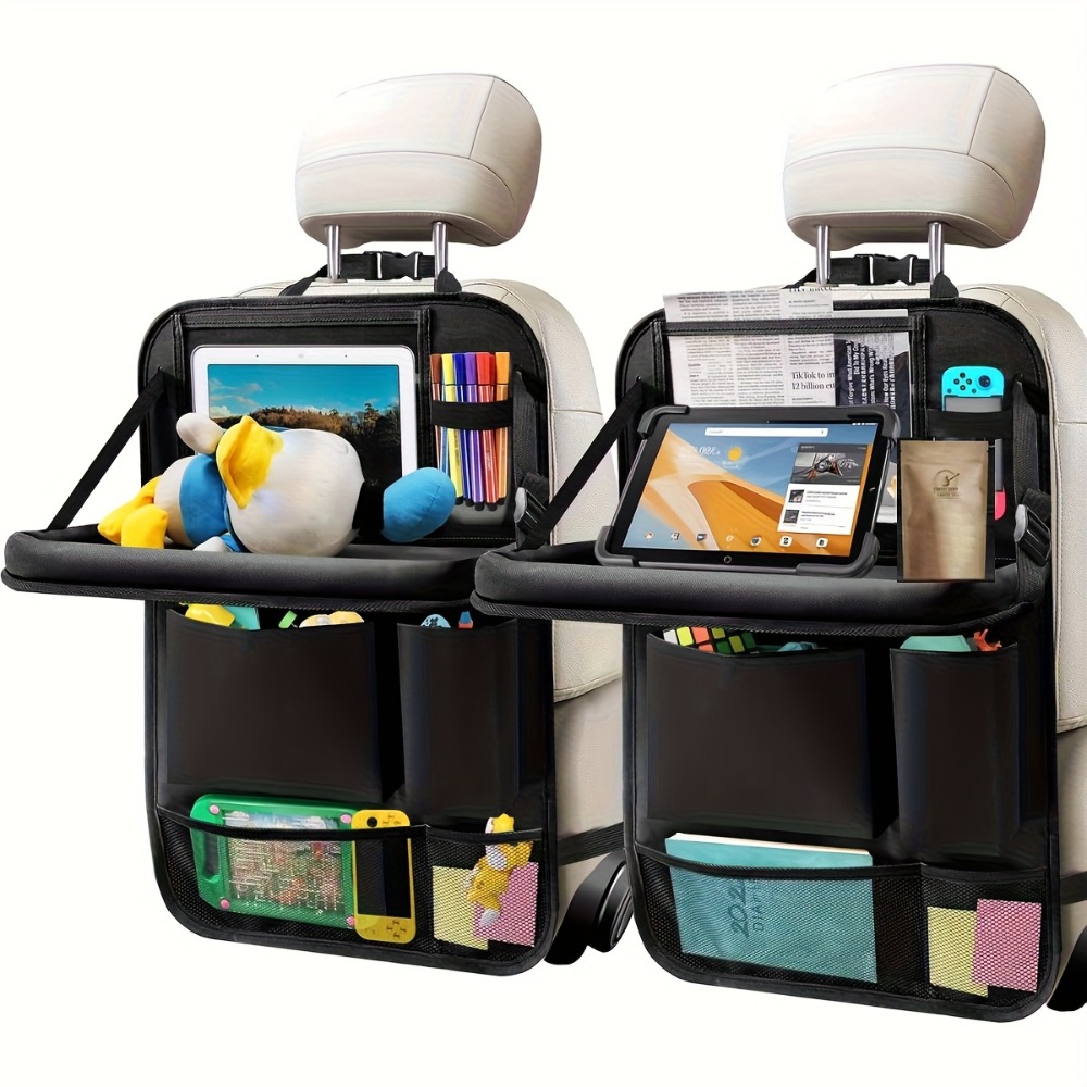E-shop Auto Rücksitz Organizer mit faltbarem Tablett, 6 Aufbewahrungstaschen Auto Organizer mit Tablet Halterung, Auto Rücksitz Schutzmatte Trittschutz