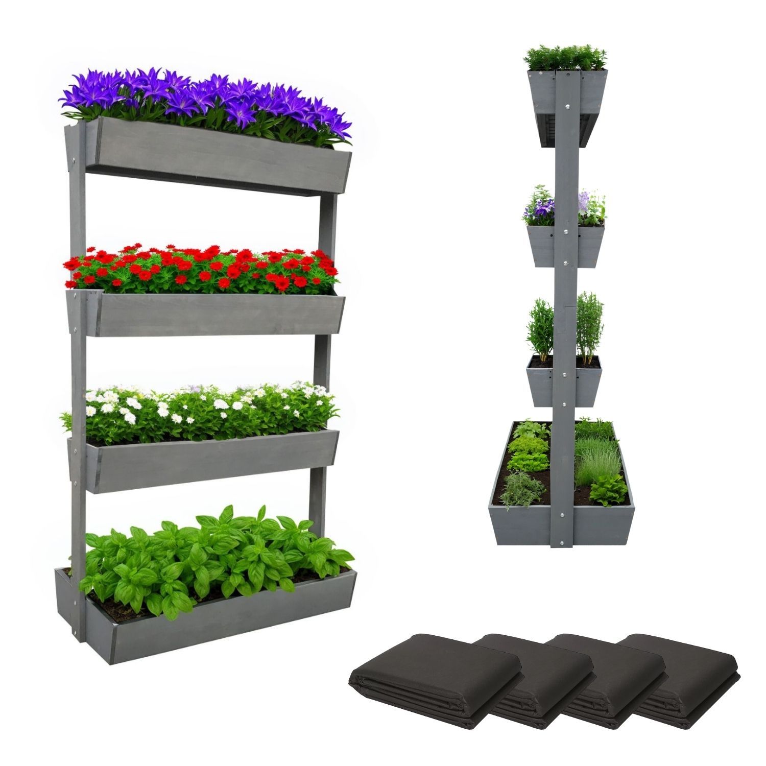 Vera Vertical Wooden Raised Bed, 4-tier Adjustable Height And Planter Boxes