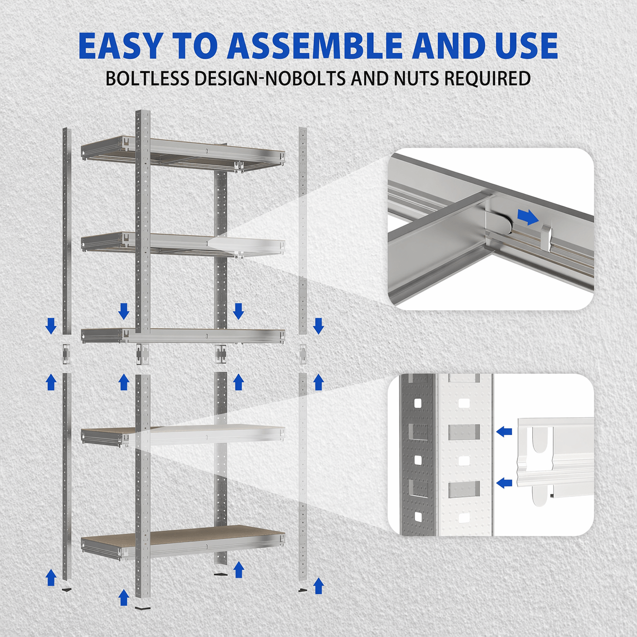 Top Home Solutions 2 Pack Heavy Duty Garage Shelving Unit, 180x90x40cm